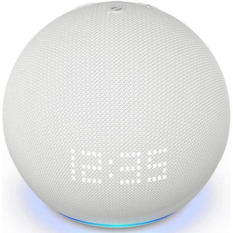 Amazon Alexa Echo Dot WHITE (الجيل الخامس 2022) مكبر صوت مساعد ذكي مع ساعة