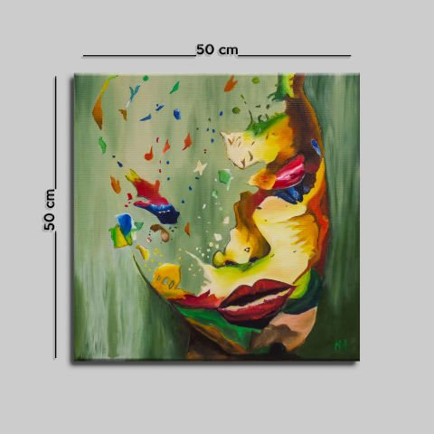 FRAUEN ABSTRAKTES ÖLGEMÄLDE 50 X 50 cm