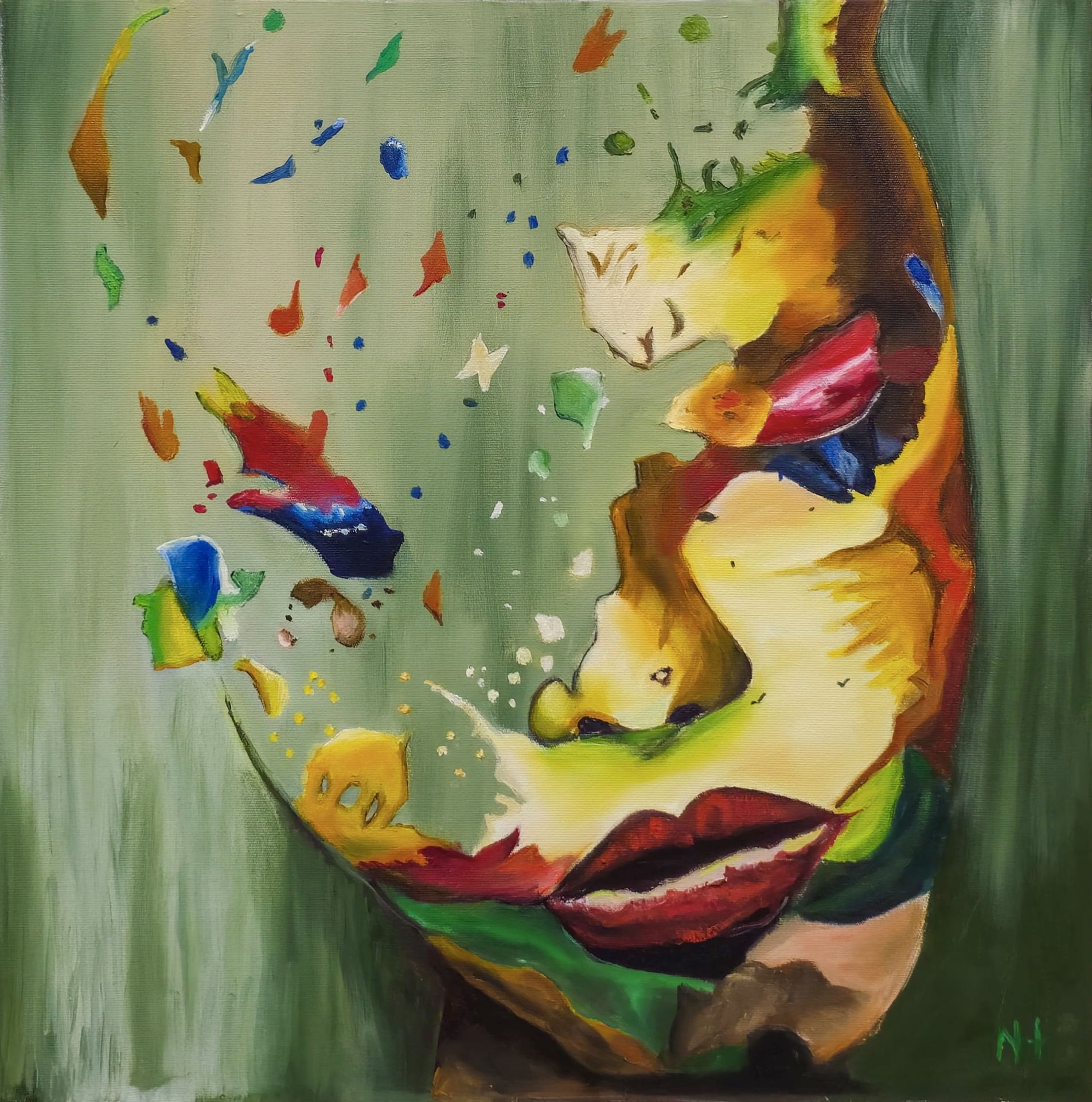 FRAUEN ABSTRAKTES ÖLGEMÄLDE 50 X 50 cm
