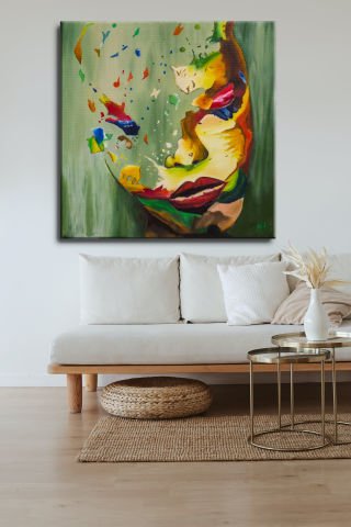 FRAUEN ABSTRAKTES ÖLGEMÄLDE 50 X 50 cm