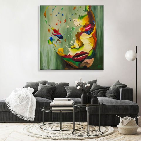 FRAUEN ABSTRAKTES ÖLGEMÄLDE 50 X 50 cm
