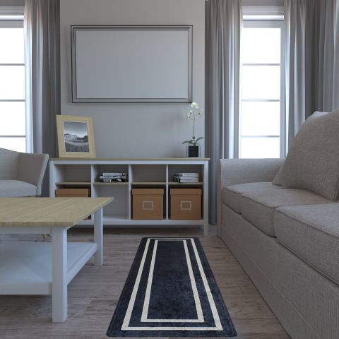 VEHER (SİYAH) Koridor Yolluk Halısı - Mutfak, Oturma Odası, Yatak Odası için Halı Yolluk - Kaymaz Alan Halısı - Yıkanabilir. (80 X 220) cm