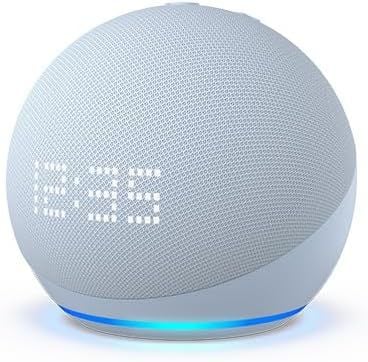 Amazon Echo Dot CLOUD BLUE (الجيل الخامس 2022) مكبر صوت مساعد ذكي مع ساعة