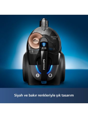 Philips XB7150/07 Marathon Daily Torbasiz Elektrikli Süpürge, 750 W, PowerCyclone 8 CarpetClean Başlık